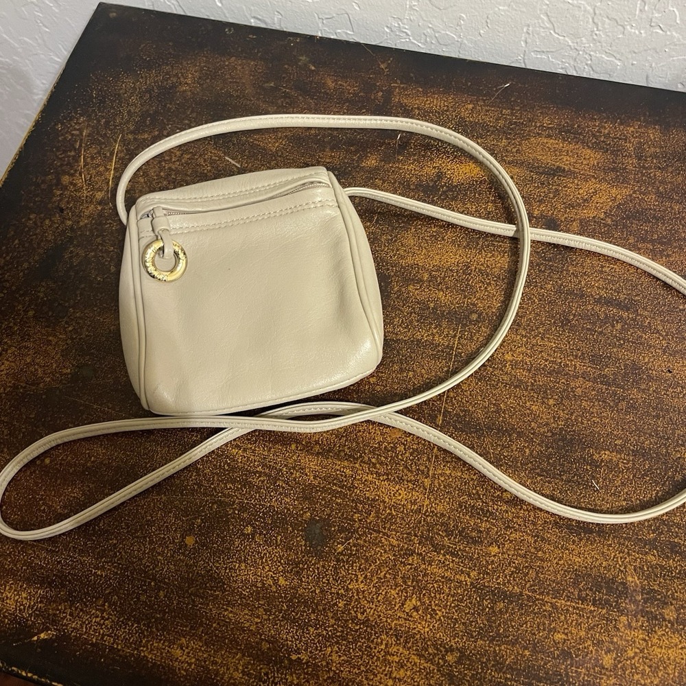 Anne Klein Light BEIGE Color, Crossbody Zip Bag Cute Small